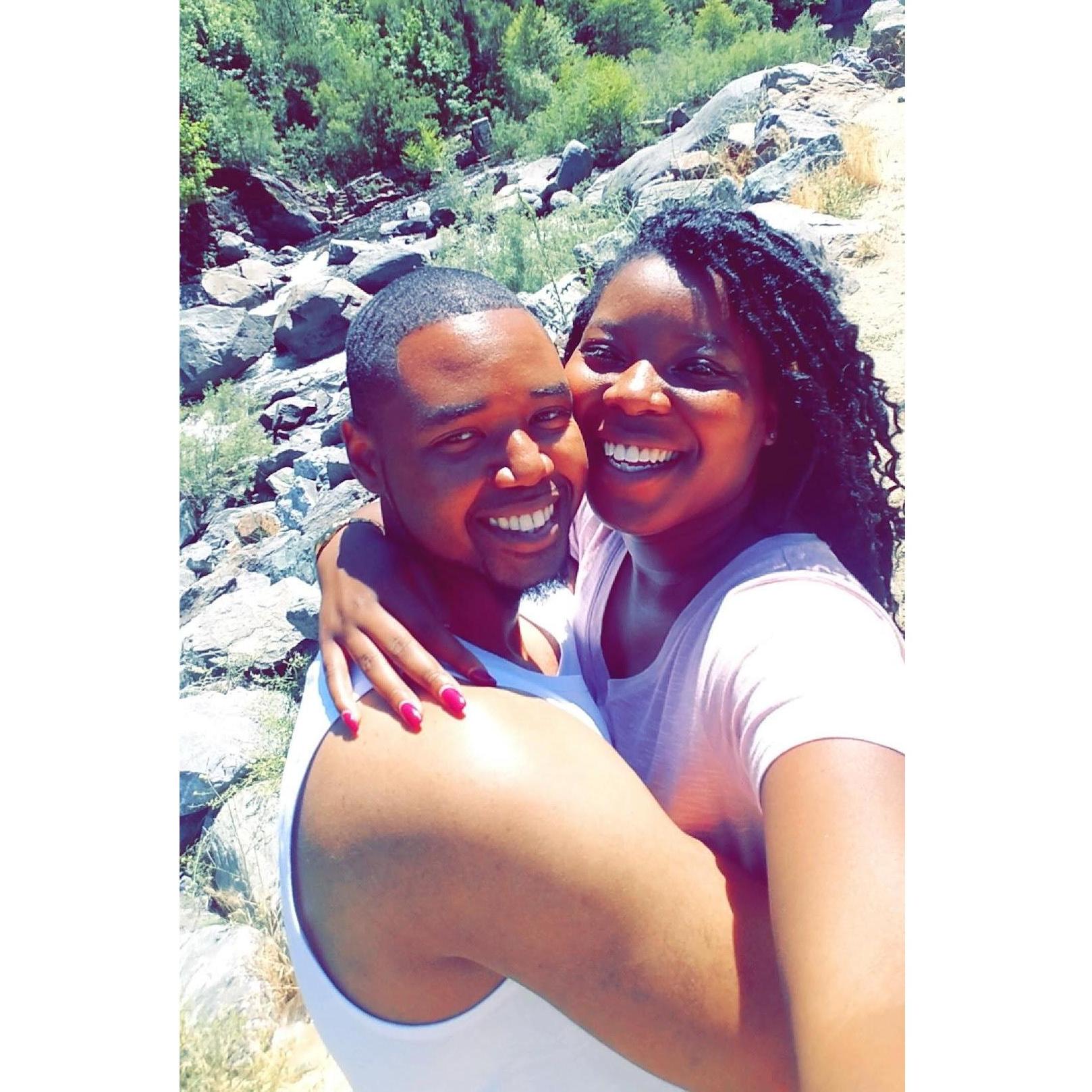 Our first trip out of town together, we went to Lake Tahoe. We pulled over on the side of the highway to take a picture because it was so beautiful!