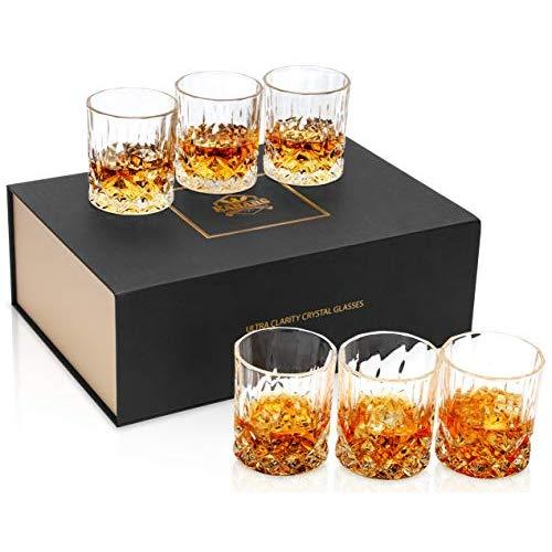 KANARS Whiskey Glasses Set of 6 with Elegant Gift Box, Premium Old Fashioned Crystal Glass Tumbler for Liquor, Scotch, Cocktail or Bourbon, 10 Oz