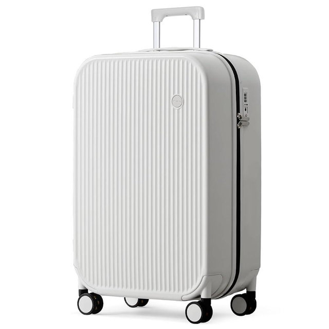 mixi 26 Inch Large Checked Luggage PC Hardshell Suitcases with Wheels for Travel Woman Men, Smoke White