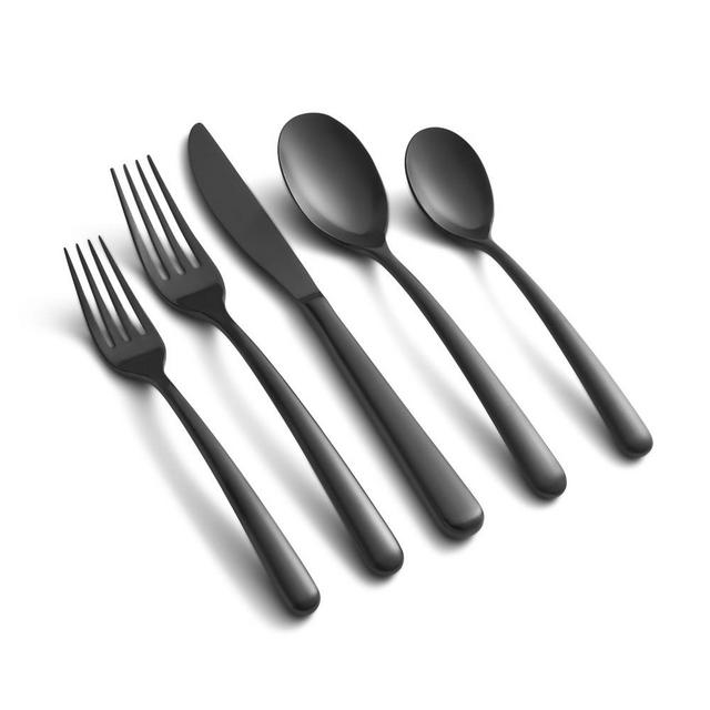 Soiree 5-Piece Flatware Set, Black Satin