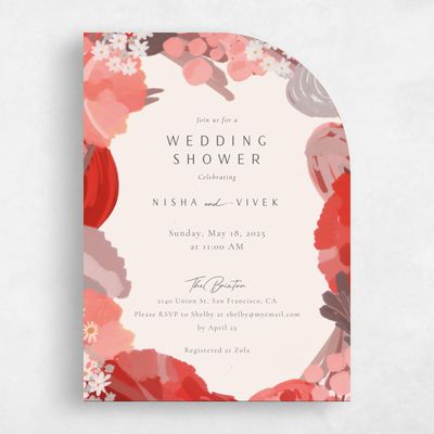 Orange Half arch Wedding Wedding Shower Invitation - Chesley Portrait