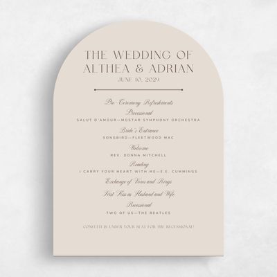Beige Arch Wedding Program - Conrad