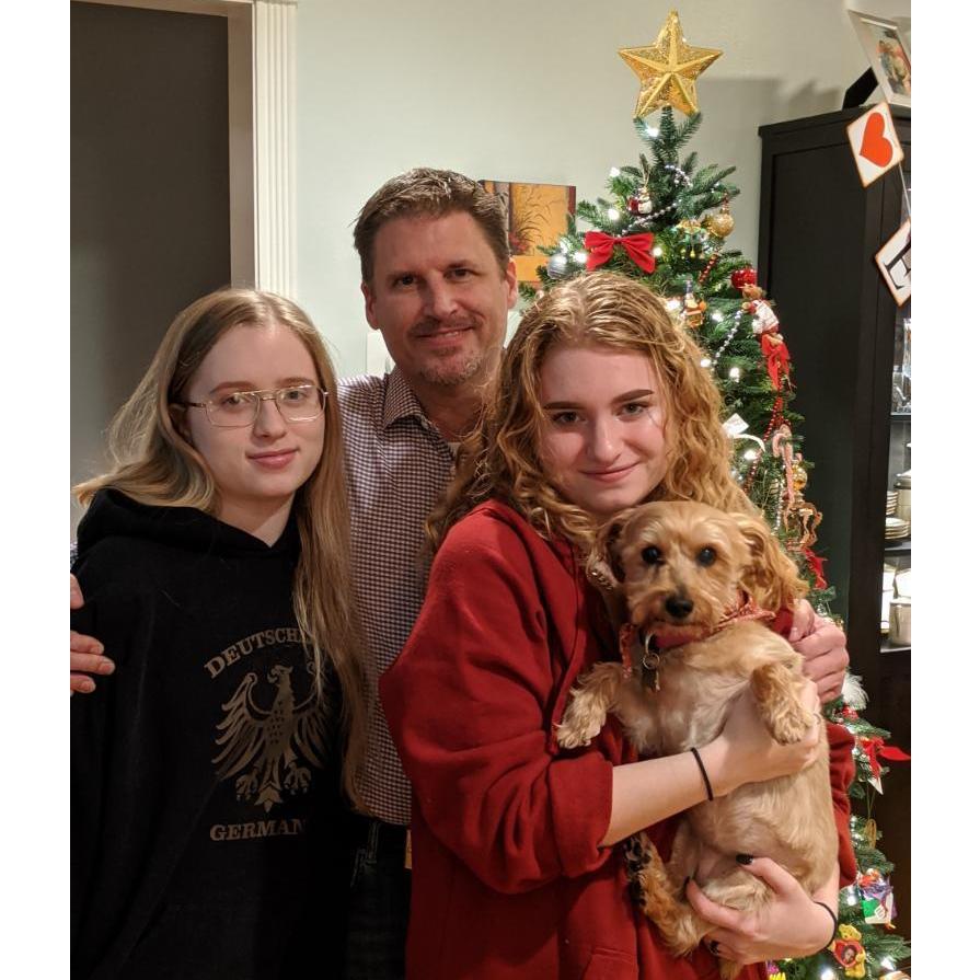 Father and Daughters: Morgan, Jason, Julia and Trixie