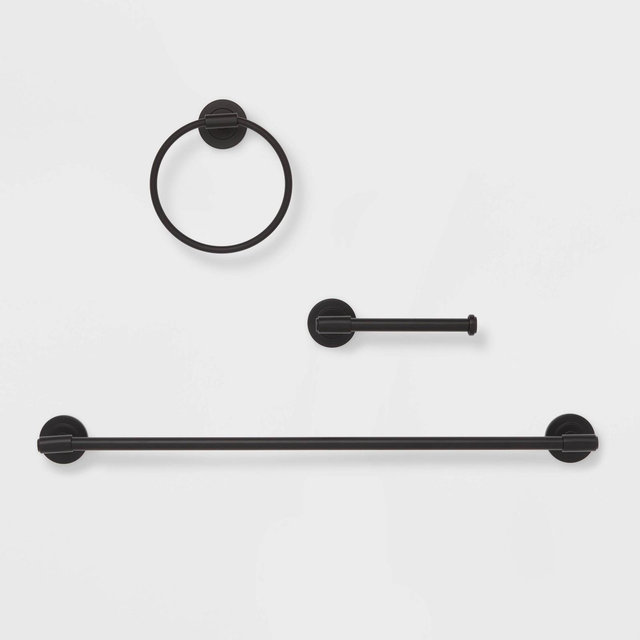 3pc Clean Bath Hardware Set Black - Threshold™