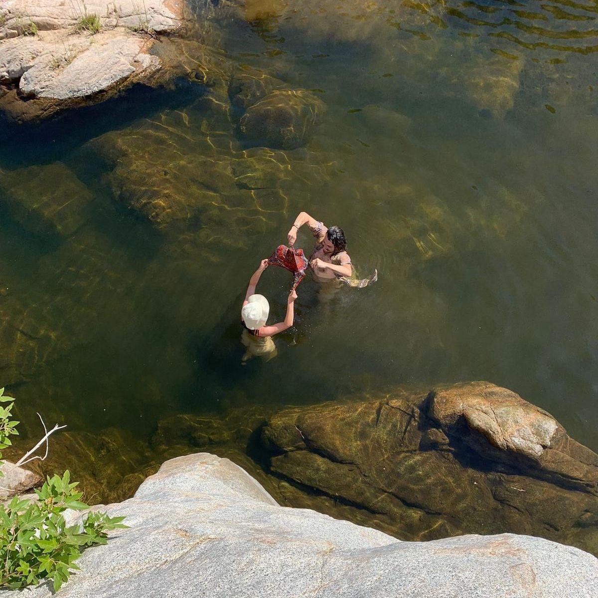 Playing in the river at Deep Creek.