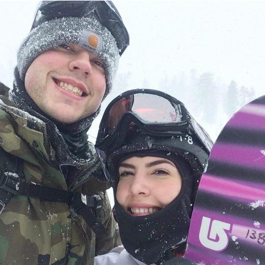 Carissa's first time snowboarding