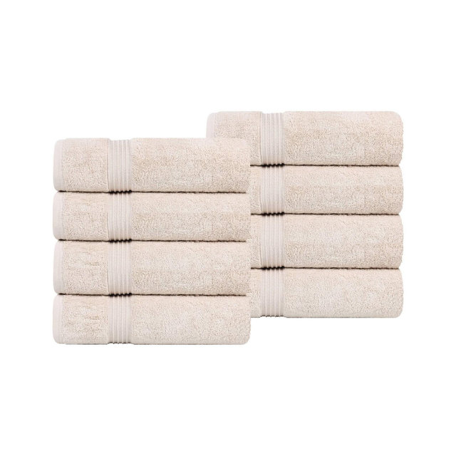 Premium Cotton Absorbent Luxury Weight Absorbent Hand Towel Set of 8, Stone - Blue Nile Mills