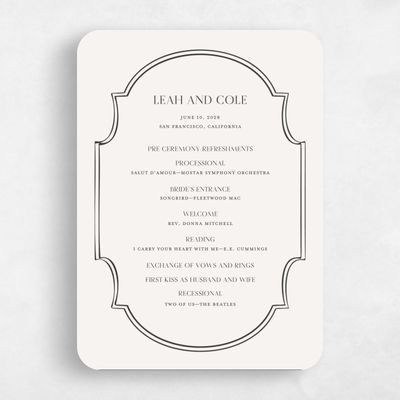 Beige Rounded Wedding Program - Alpino