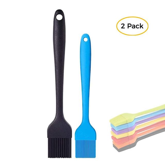 Silicone Basting Pastry Brush Set of Two Heat Resistant Long Handle Pastry Brush for Grilling, Baking, BBQ and Cooking, Solid Core and Hygienic Solid Coating-Large and Small