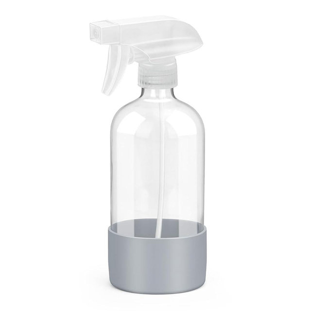Rionisor Glass Spray Bottles with Silicone Sleeve Protection, Empty 16 oz Refillable Containers, Reusable Spray Bottles with Adjustable Nozzle for Hair, Cleaning Solutions, Essential Oils 1 Pack Grey