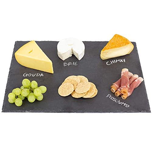 Home Basics Black Modern Slate Cheese Platter Tray (12" x 16") Cutting Board
