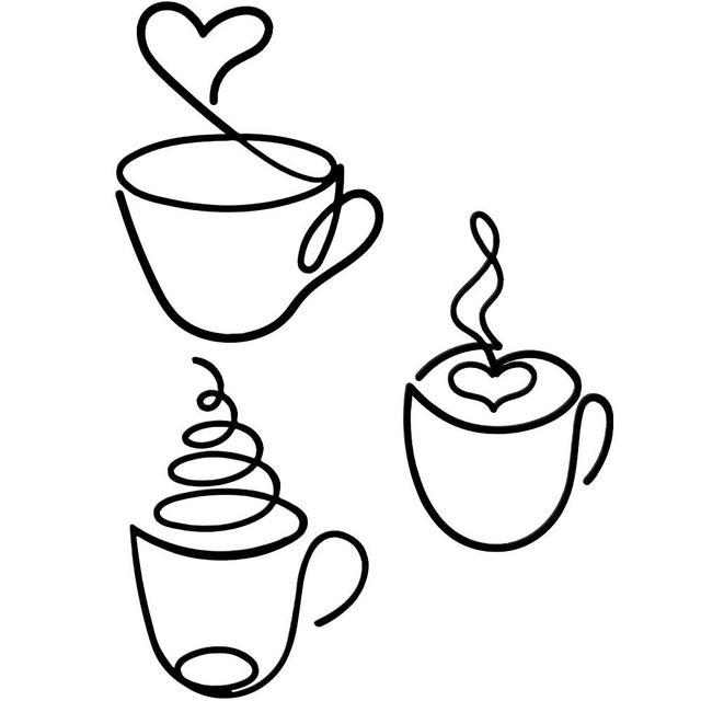 3 Pieces Coffee Cup Metal Wall Art Wire Coffee Wall Sign Wire Coffee Cat Sign Wire Wall Decor for Kitchen Restaurant Shop Decors Accessories (Coffee Cup Style)