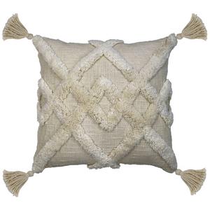 Duplex Tufted Square Indoor Throw Pillow in Cream