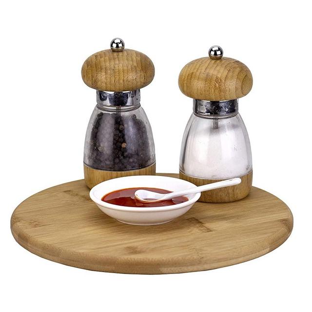 TB Home 10" Bamboo Lazy Susan Kitchen Turntable for Pantry Cabinet or Table