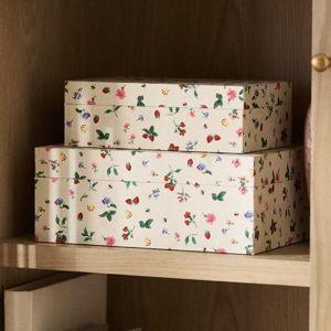 Printed Fabric Covered Boxes, Set of 2