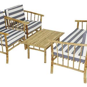 Bamboo 4-Pc Lounge Set, Natural/Blue  |  One Kings Lane