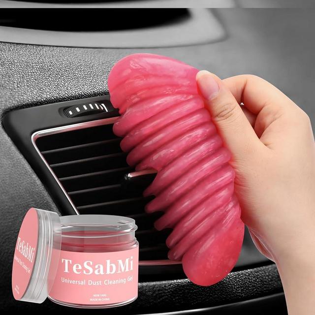 TeSabMi Car Cleaning Gel for Car Cleaning Putty Car Putty Car Interior Cleaner Car Slime Auto Detail Tools Car Cleaning Supplies Car Accessories Valentines Day Gifts for Him Stocking Stuffers Pink