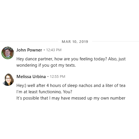Mach 10, 2019 - Melissa gave John the wrong phone number, but she remembered where he lived and worked so she was able to track him down on LinkedIn.
