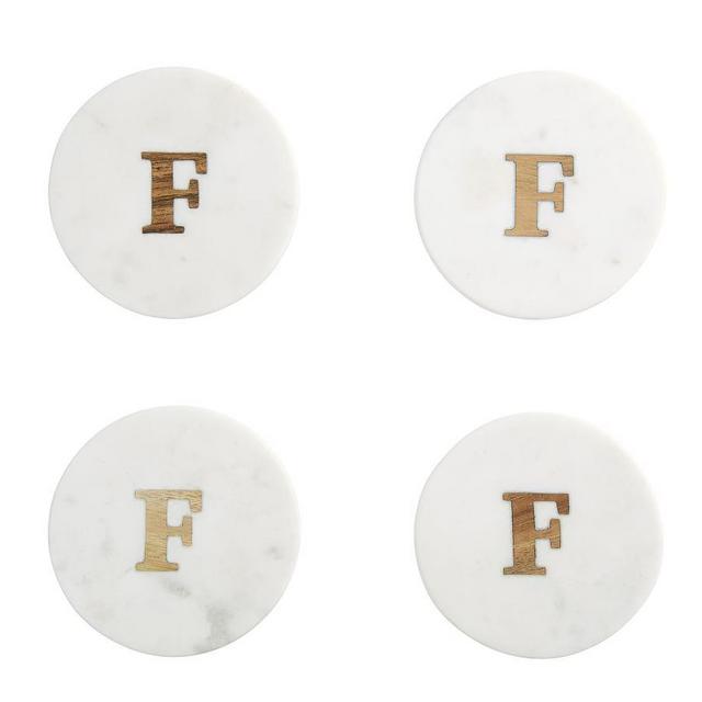 Alphabet Marble with Wood Coasters - F