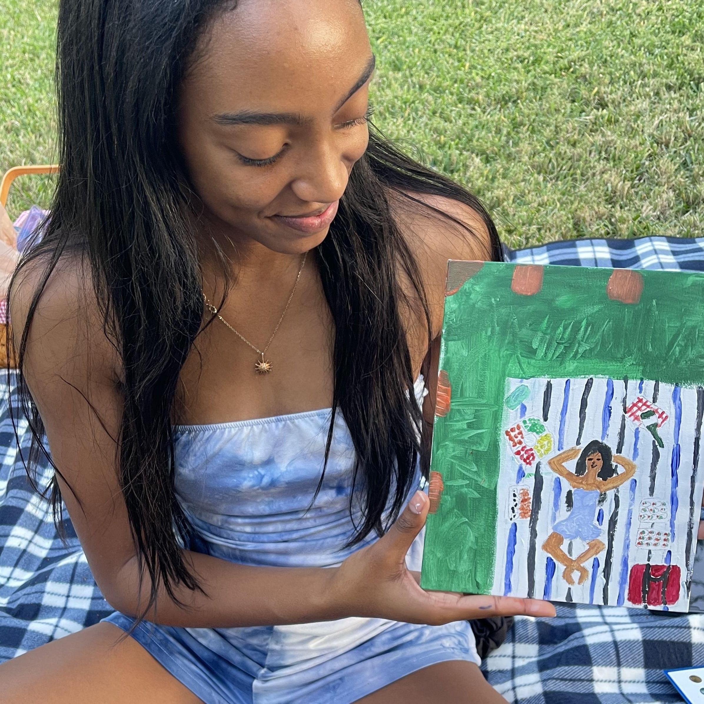 PICNIC/ PAINTING DATE- Jamar's painting of Jalyn - October 2021