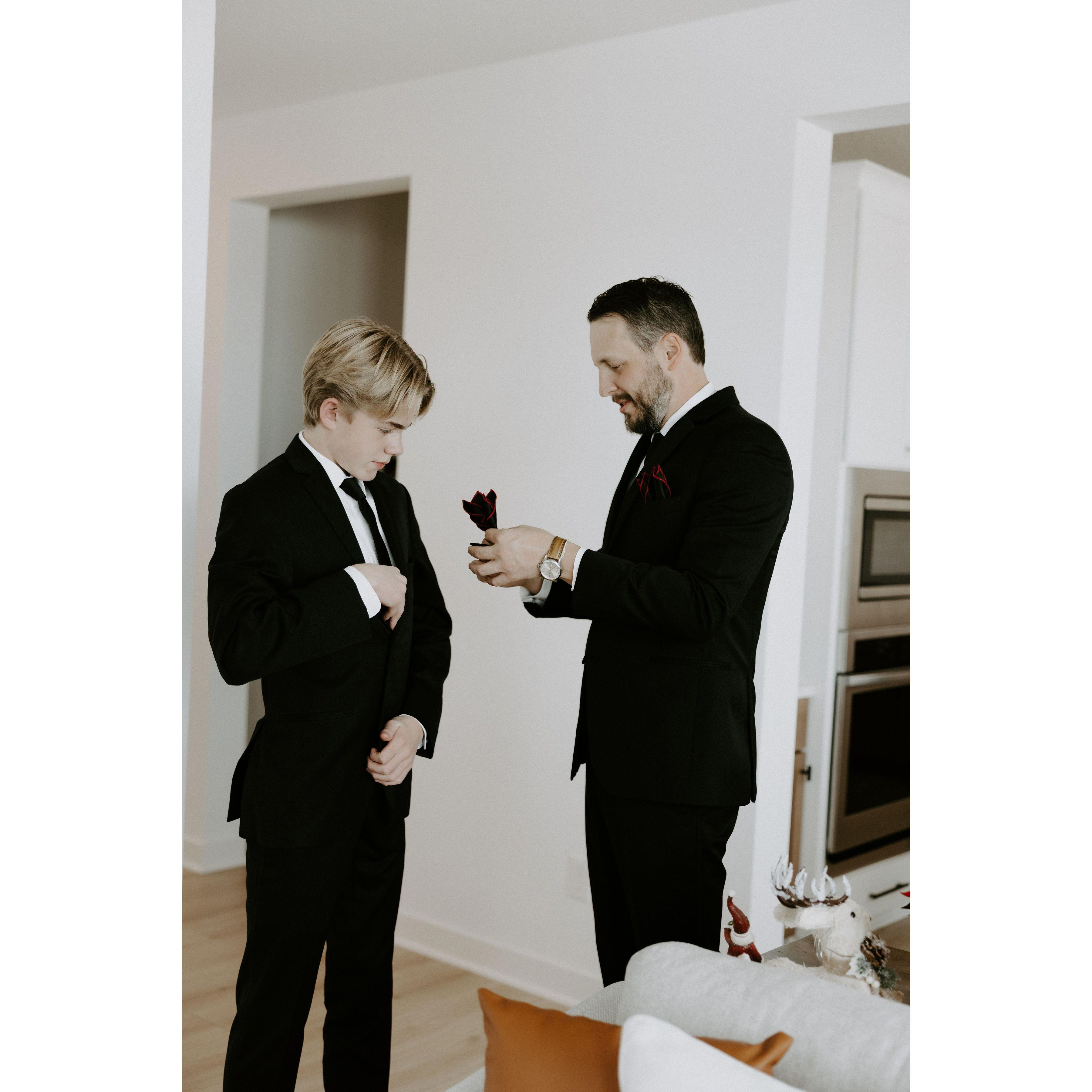Aaron helping Paul with final touches