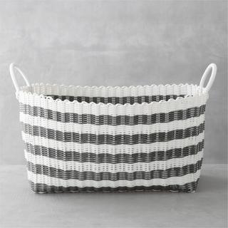 Grey-White Stripe Laundry Hamper