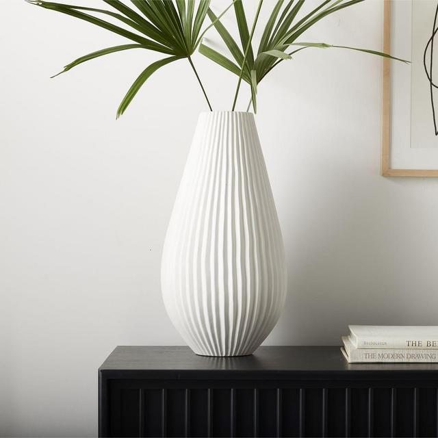 Sanibel Textured Vase, White, Extra Large Tapered