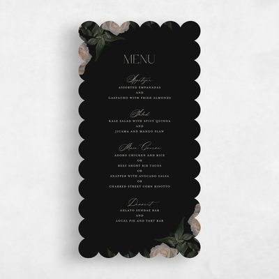Black Scalloped Wedding Menu - Poet