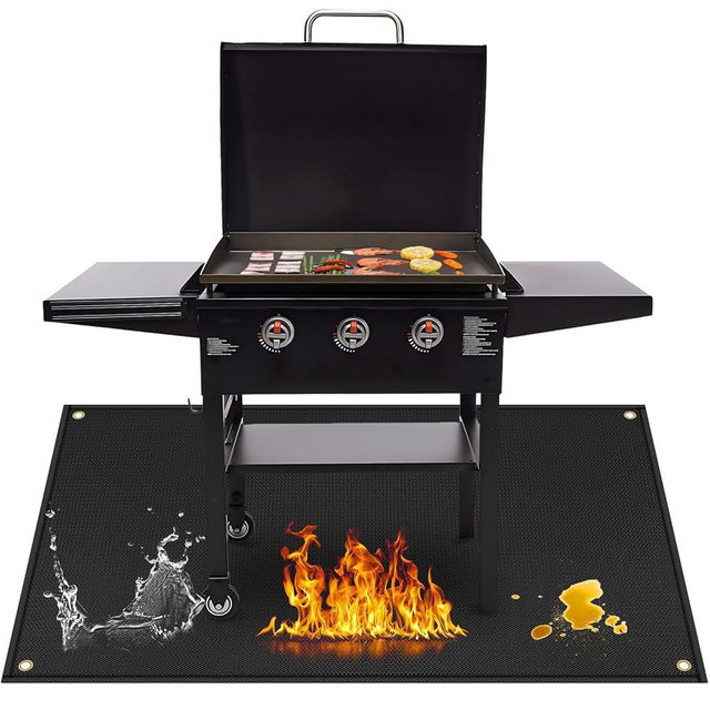 90" x 48" Extra Large Grill Mat, Grill Matt for Outdoor Grill Deck Protector Compatible with Blackstone Griddle, Easy to Clean Grilling Mats, Black - 0.04 in