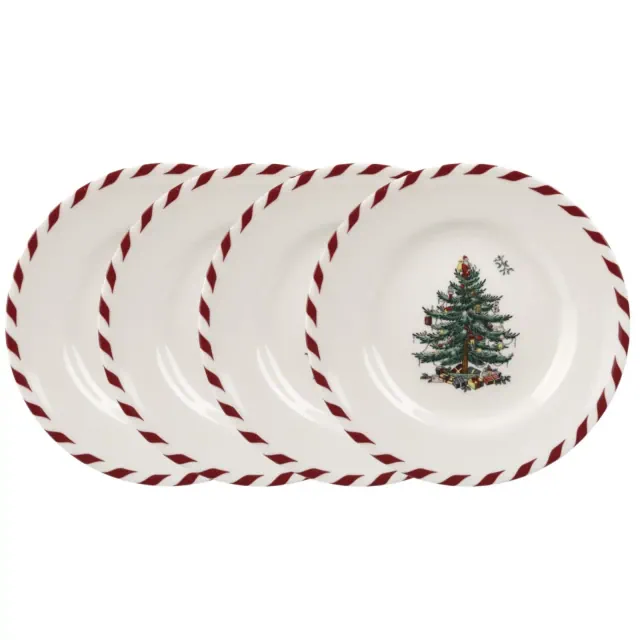 Spode Christmas Tree Peppermint Canape Plates - Set of 4