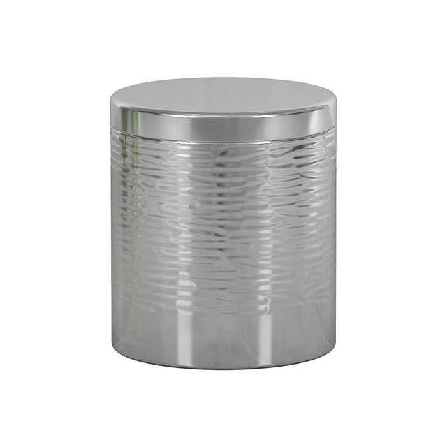 Metropolitan Metal Bathroom Vanity Countertop Storage Organizer Canister Jar - Nu Steel: Stainless Steel with Lid, Spot Clean