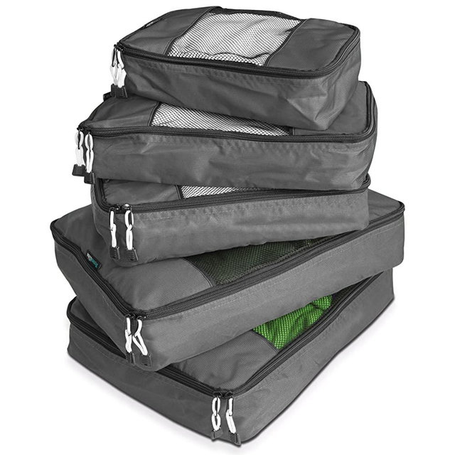TravelWise Luggage Packing Organization Cubes 5 Pack, Silver, 2 Small, 2 Medium, 1 Large