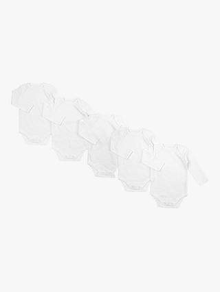 Baby Long Sleeve Bodysuit, Pack of 5, White (newborn)