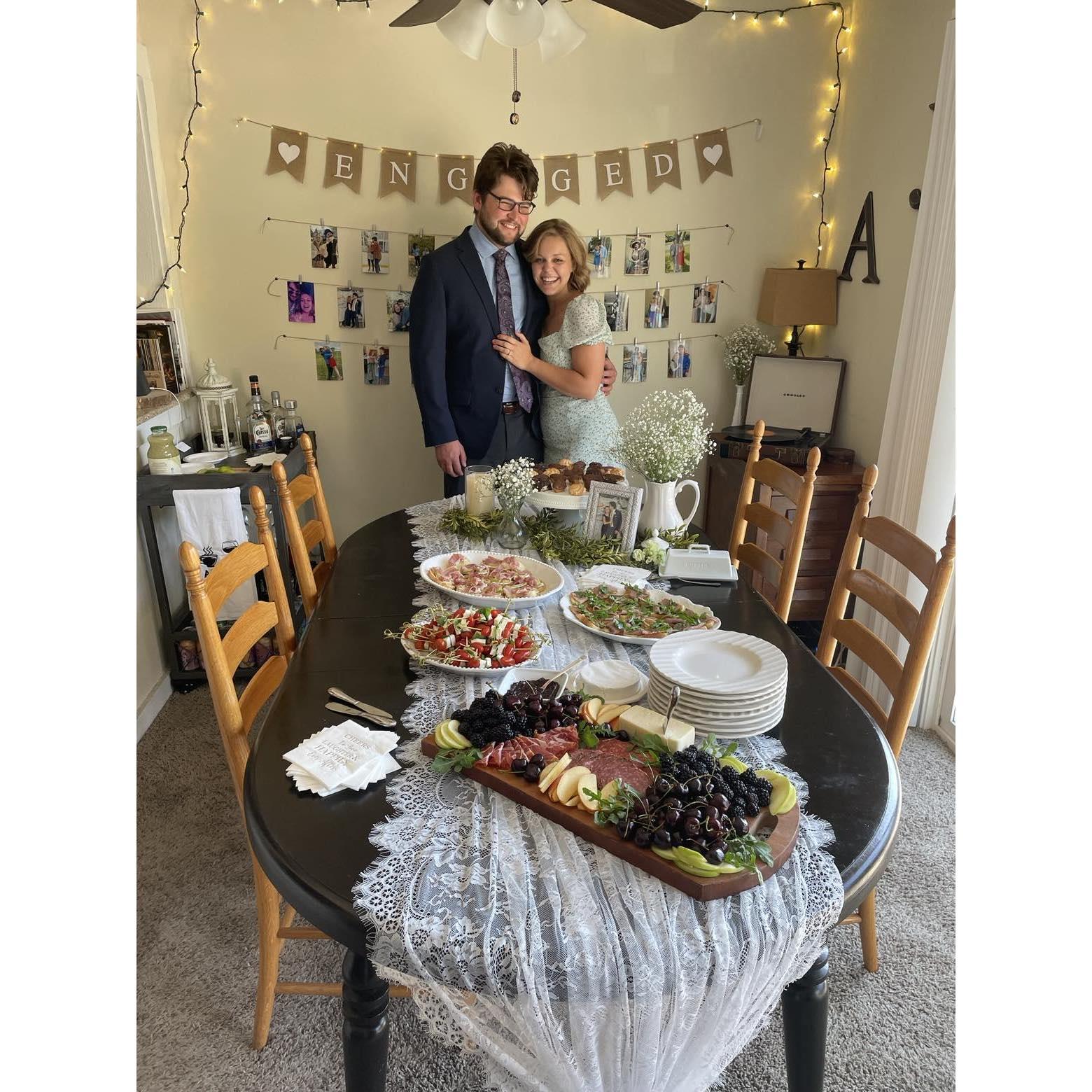 The couple's sweet friend put together an amazing spread, and an amazing party!