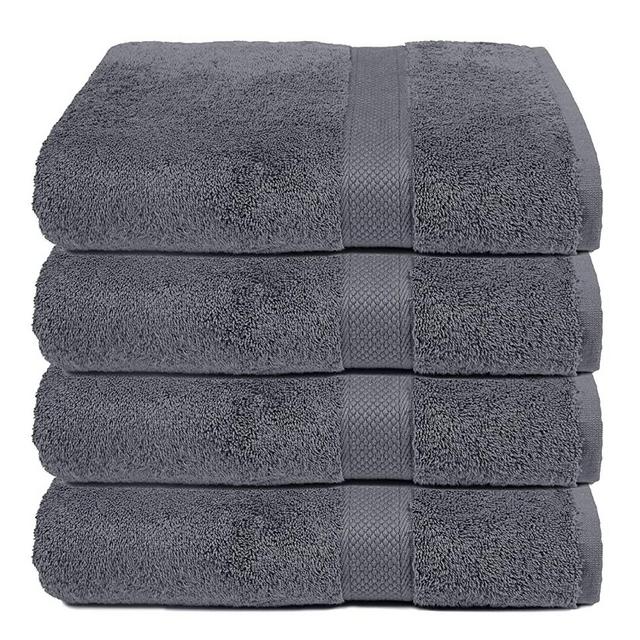 Luxurious Cotton 4 Pack Bath Towel Set - 4 Bath Towels 30x54 inches - 100% Pure Long Staple Cotton - Ultra Soft & Highly Absorbent - Charcoal