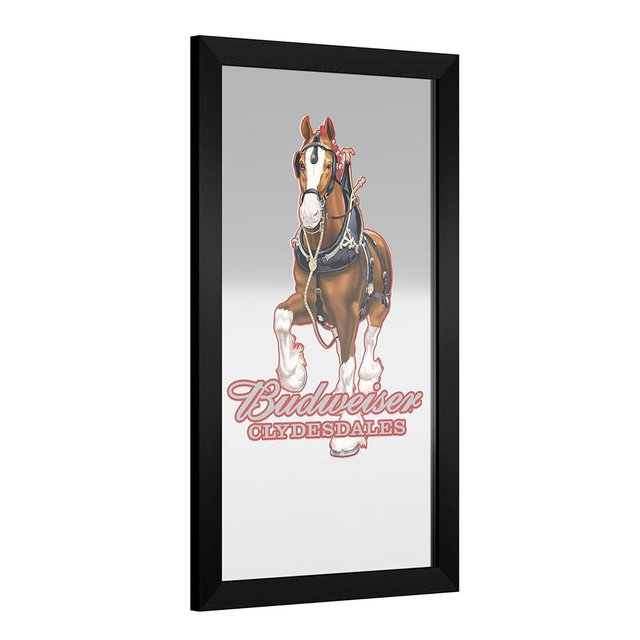 Wall Mirror - Ready-to-Hang Budweiser Clydesdale Red Black Framed Rectangle Mirror - for Pub, Game Room, Garage or Home Bar by Trademark Gameroom