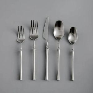 Vatican Gothic Silverware Set | JazzUpCo - Matte Silver - 8 Person Set (40 Pieces)