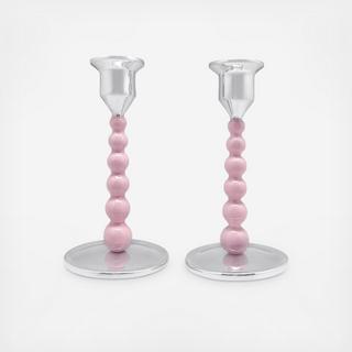String of Pearls Small Candlestick, Set of 2