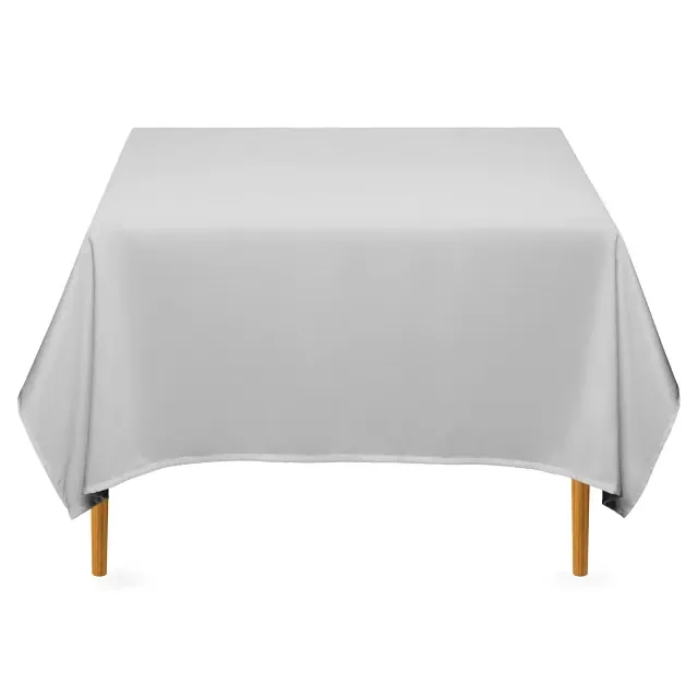 Lann's Linens Polyester Fabric Tablecloth for Wedding, Banquet, Restaurant - 70 Inch Square - Silver