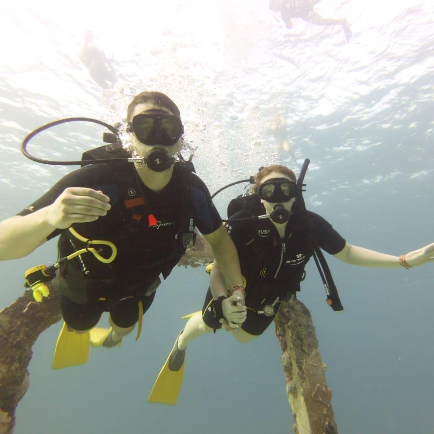 Scuba together in Mexico! I was terrified. Glad to have him with me