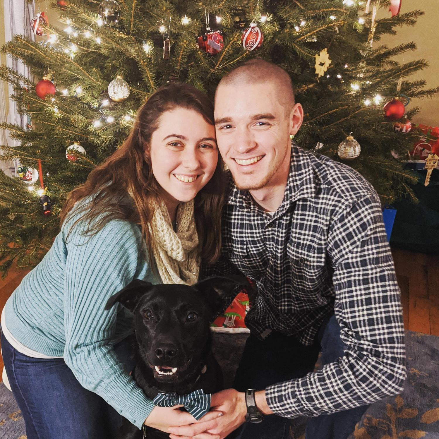 Our first Christmas as engaged puppy parent homeowners!