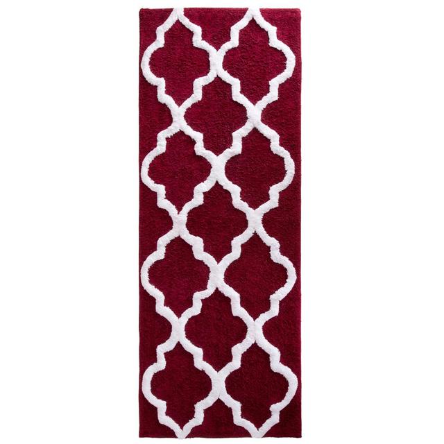 Trellis Bath Mat Burgundy - Yorkshire Home