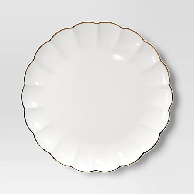 8.125" Stoneware Scalloped Salad Plate Gold Rim - Threshold™