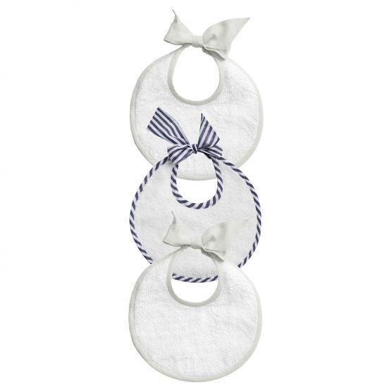 Louelle Newborn Bib Set of 3 - Harbor Island & French Grey