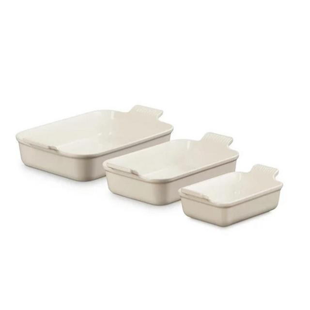 Le Creuset Heritage 3-Piece Rectangular Baking Dish Set in Brioche