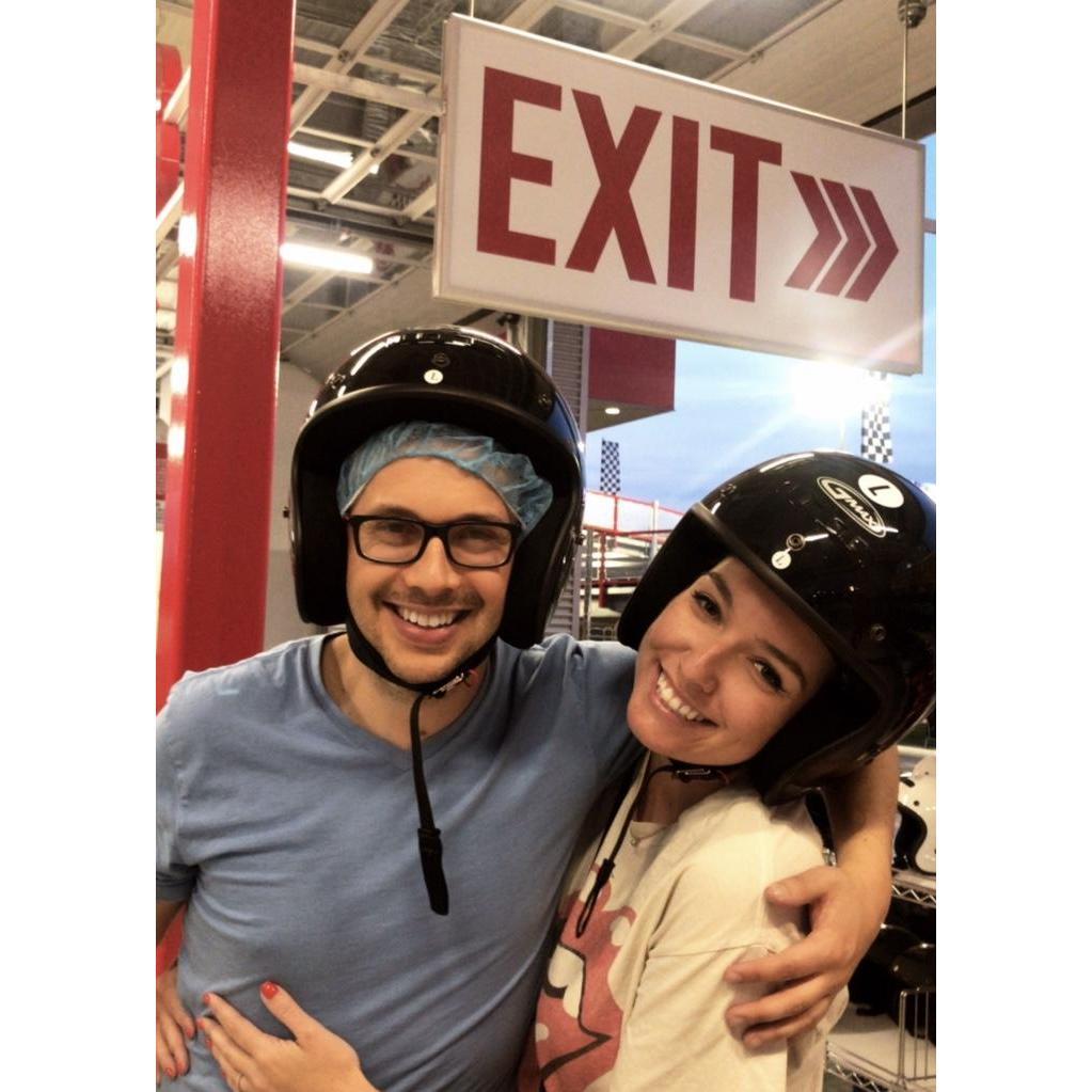 Just before I beat Rob at Go-karting. The after pic looks a little different!