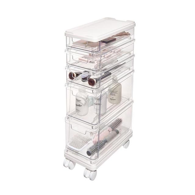 iDesign The Sarah Tanno Collection 5-Drawer Stacking Cosmetic Organizer Cart, Clear
