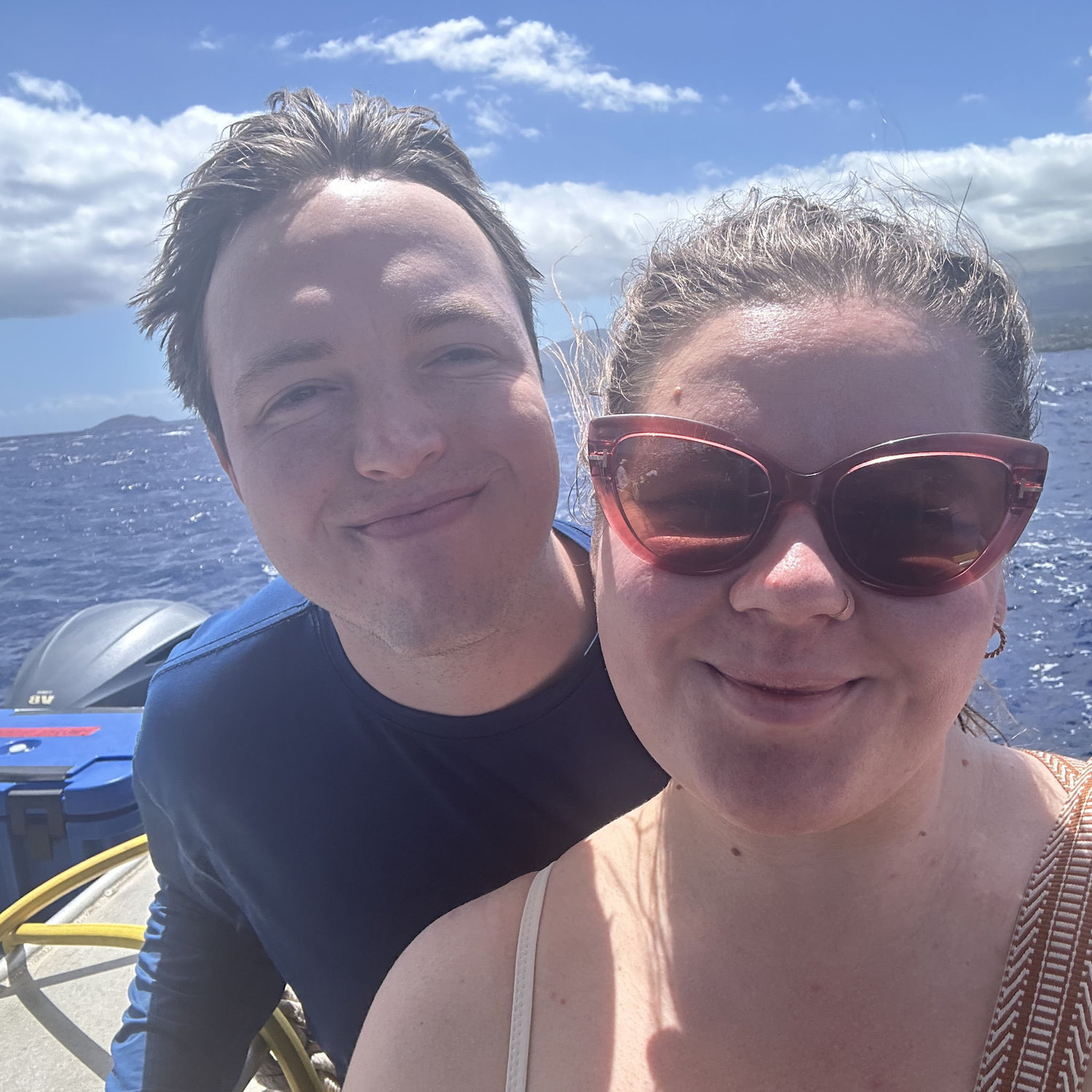 On the boat after swimming with the turtles in Maui!