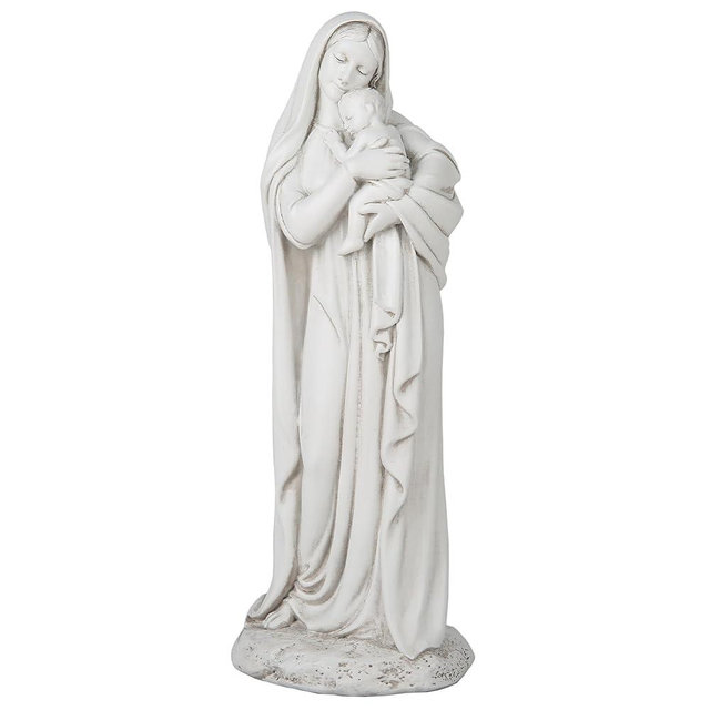 Vineyard Carvings Madonna and Child Statue - 7 Inches Madonna Figurines Catholic Home Decor, Hand Painted Blessed Mother Virgin Mary Statue Renaissance Collection