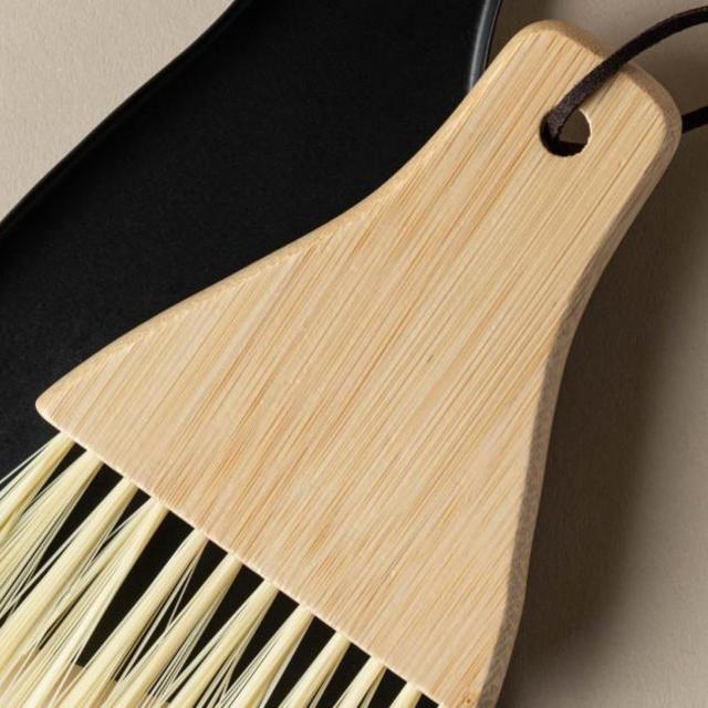 Bamboo Brush with Metal Dust Pan